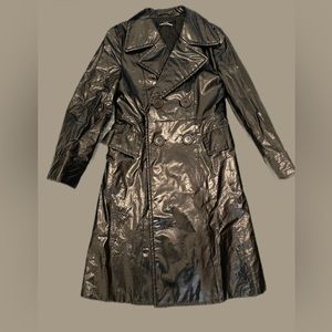 Vintage AD1995 COMME DES GARCONS Tricot black Vinyl DoubleBreasted Trench Coat